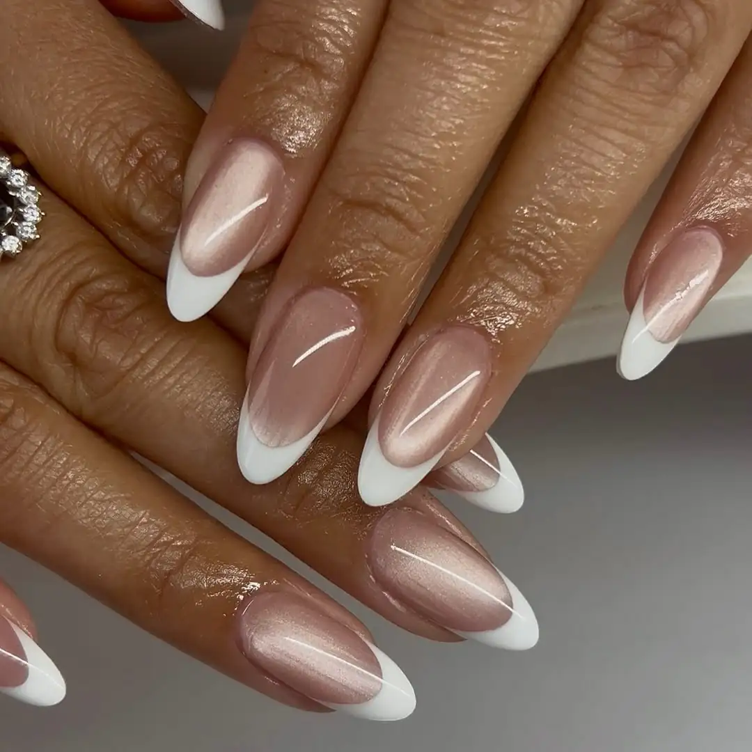 Cat Eye French Tip Nails